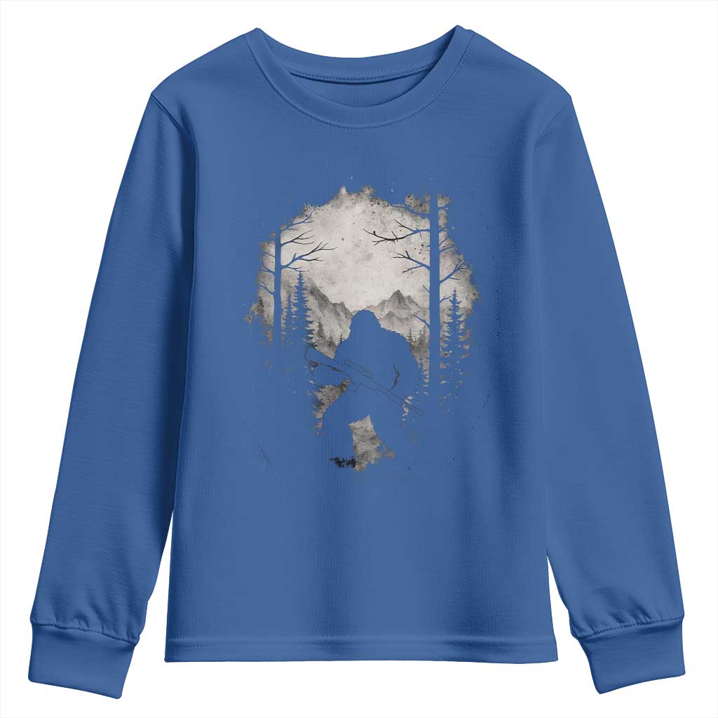Funny Bigfoot Hunting Youth Sweatshirt Sasquatch Wildlife Hunter Forest - Wonder Print Shop