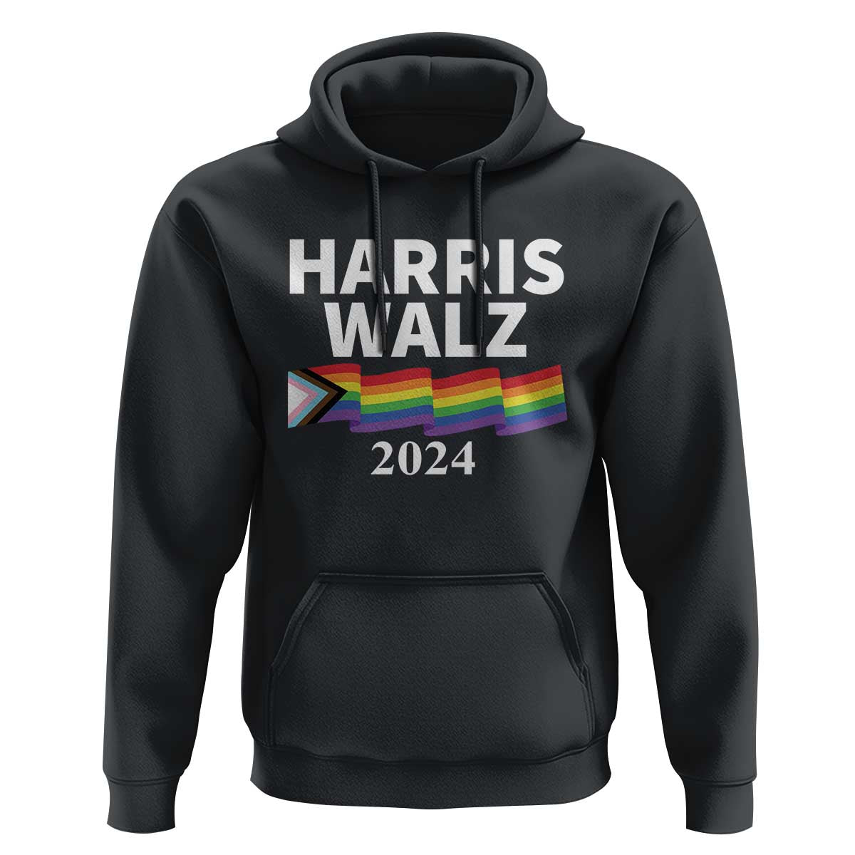 Harris Walz Hoodie LGBT Rainbow Flag Presidential Election 2024 - Wonder Print Shop