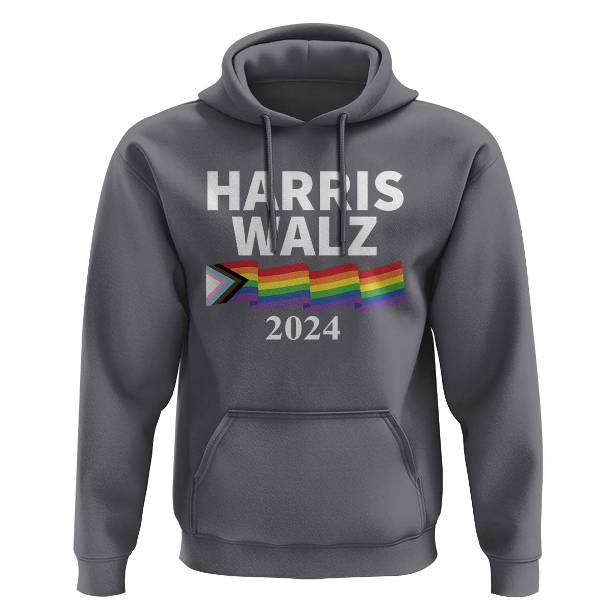Harris Walz Hoodie LGBT Rainbow Flag Presidential Election 2024 - Wonder Print Shop