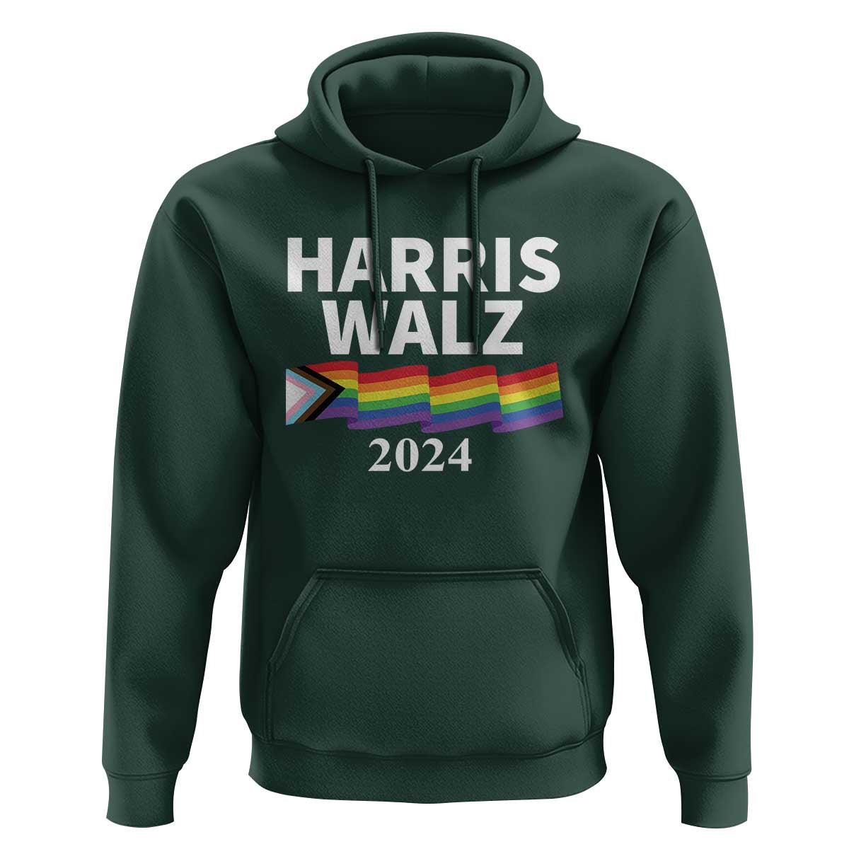 Harris Walz Hoodie LGBT Rainbow Flag Presidential Election 2024 - Wonder Print Shop