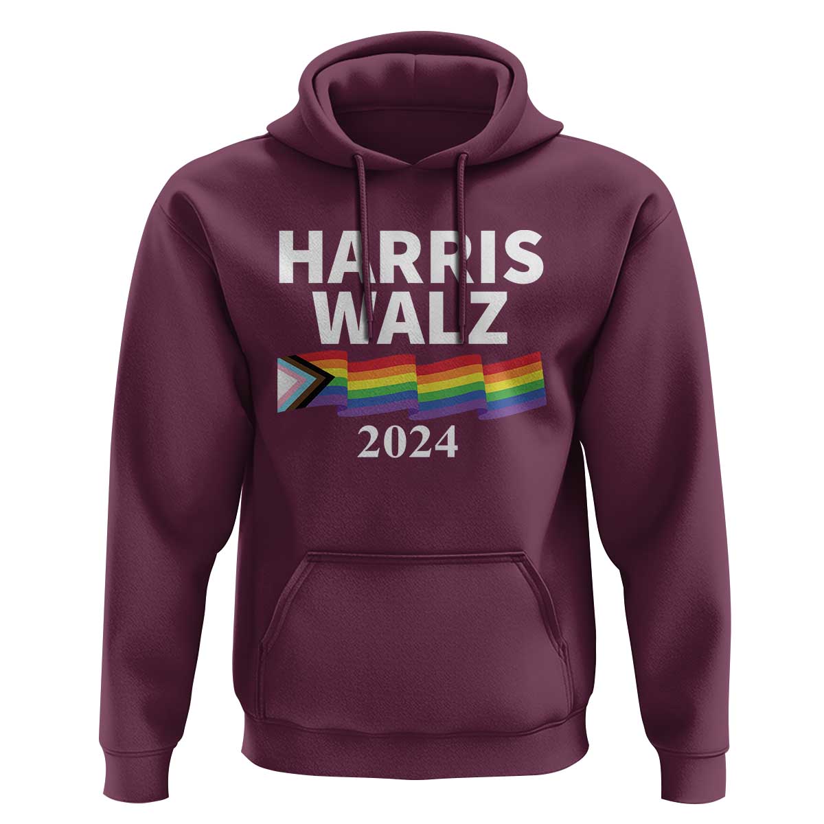Harris Walz Hoodie LGBT Rainbow Flag Presidential Election 2024 - Wonder Print Shop