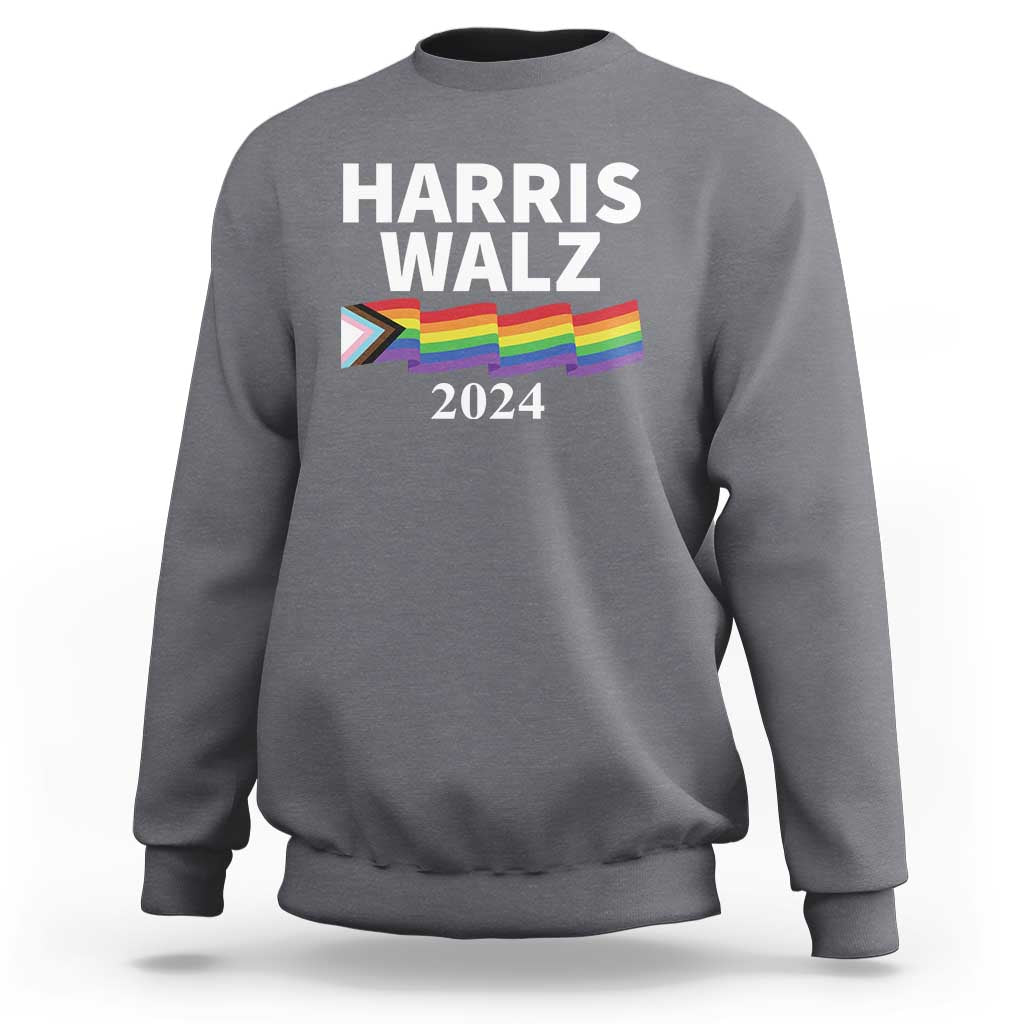 Harris Walz Sweatshirt LGBT Rainbow Flag Presidential Election 2024 - Wonder Print Shop