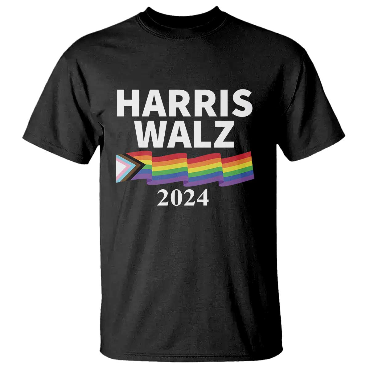 Harris Walz T Shirt LGBT Rainbow Flag Presidential Election 2024 - Wonder Print Shop