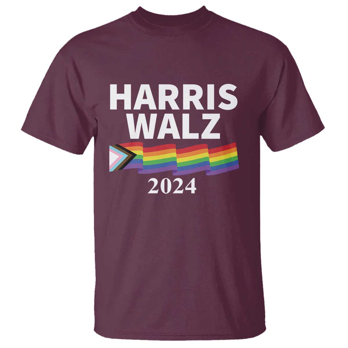 Harris Walz T Shirt LGBT Rainbow Flag Presidential Election 2024 - Wonder Print Shop
