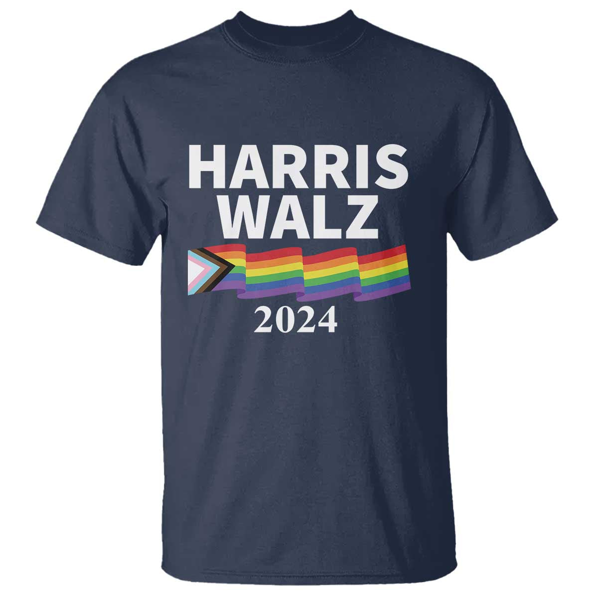Harris Walz T Shirt LGBT Rainbow Flag Presidential Election 2024 - Wonder Print Shop