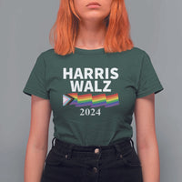Harris Walz T Shirt For Women LGBT Rainbow Flag Presidential Election 2024 - Wonder Print Shop