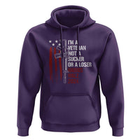Harris Walz 2024 Hoodie I'm A Veteran Not A Sucker Or A Loser American Flag Gun - Wonder Print Shop