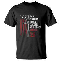 Harris Walz 2024 T Shirt I'm A Veteran Not A Sucker Or A Loser American Flag Gun - Wonder Print Shop