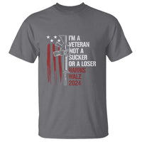 Harris Walz 2024 T Shirt I'm A Veteran Not A Sucker Or A Loser American Flag Gun - Wonder Print Shop
