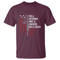 Harris Walz 2024 T Shirt I'm A Veteran Not A Sucker Or A Loser American Flag Gun - Wonder Print Shop