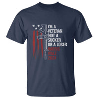 Harris Walz 2024 T Shirt I'm A Veteran Not A Sucker Or A Loser American Flag Gun - Wonder Print Shop