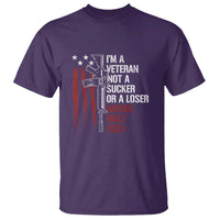 Harris Walz 2024 T Shirt I'm A Veteran Not A Sucker Or A Loser American Flag Gun - Wonder Print Shop