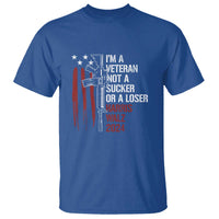 Harris Walz 2024 T Shirt I'm A Veteran Not A Sucker Or A Loser American Flag Gun - Wonder Print Shop