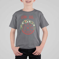 Yule Pagan T Shirt For Kid God Jul Christmas Nordic Vegvisir Wreath - Wonder Print Shop