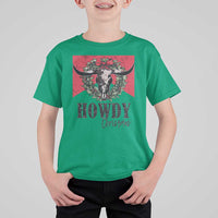 Western Xmas T Shirt For Kid Howdy Christmas Cow Skull Xmas Wreath - Wonder Print Shop