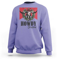 Western Xmas Sweatshirt Howdy Christmas Cow Skull Xmas Wreath - Wonder Print Shop