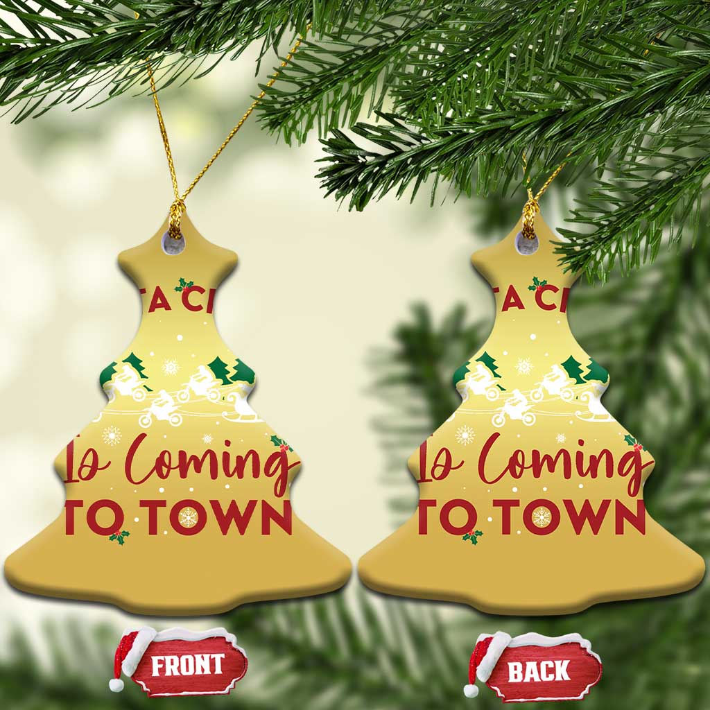 Funny Xmas Dirt Bike Christmas Ornament Santa Cross Is Coming To Town Motorcross - Wonder Print Shop