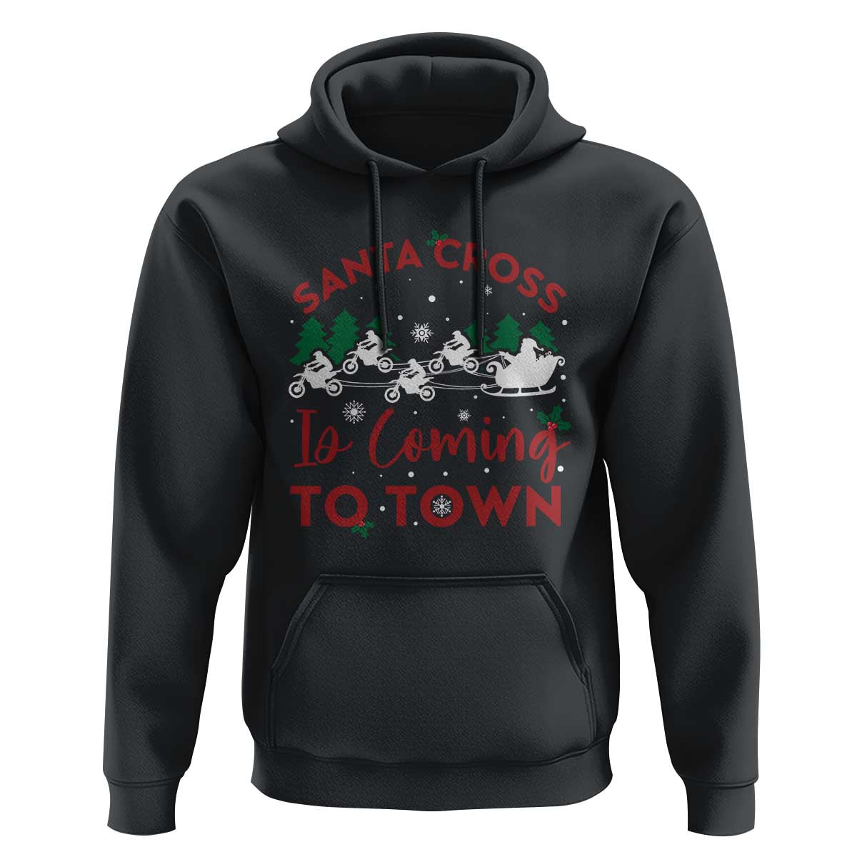 Funny Christmas Dirt Bike Hoodie Santa Cross Is Coming To Town Motorcross