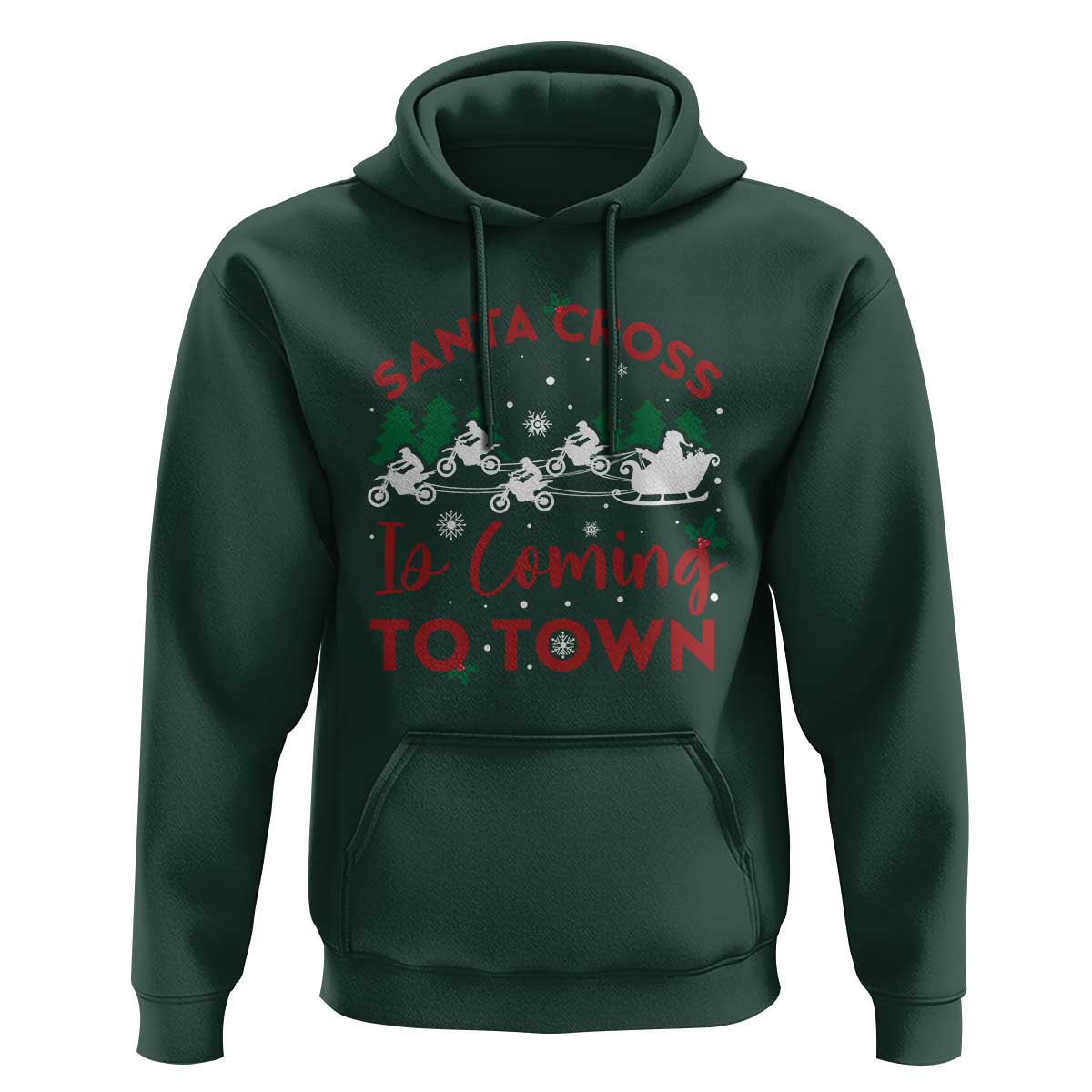 Funny Christmas Dirt Bike Hoodie Santa Cross Is Coming To Town Motorcross