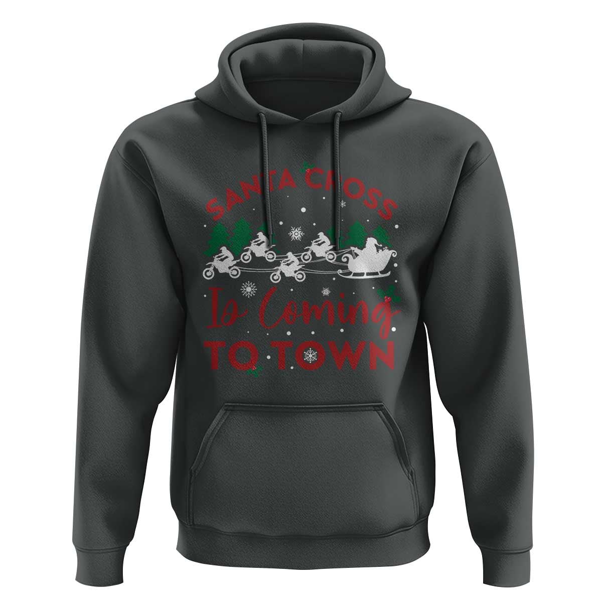 Funny Christmas Dirt Bike Hoodie Santa Cross Is Coming To Town Motorcross