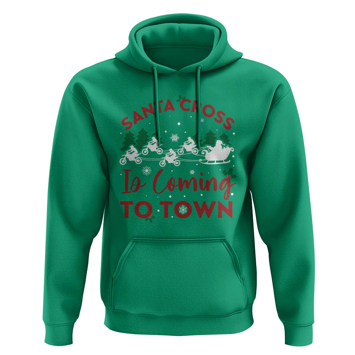Funny Christmas Dirt Bike Hoodie Santa Cross Is Coming To Town Motorcross