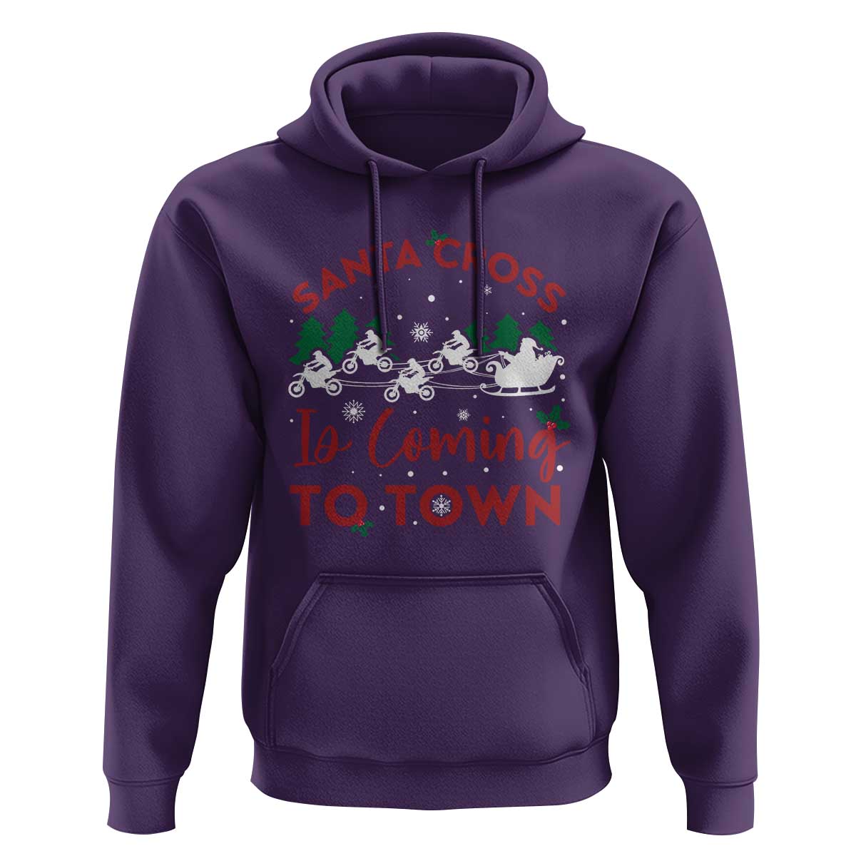 Funny Christmas Dirt Bike Hoodie Santa Cross Is Coming To Town Motorcross