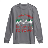 Funny Christmas Dirt Bike Long Sleeve Shirt Santa Cross Is Coming To Town Motorcross