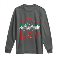 Funny Christmas Dirt Bike Long Sleeve Shirt Santa Cross Is Coming To Town Motorcross
