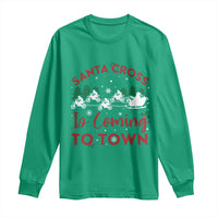 Funny Christmas Dirt Bike Long Sleeve Shirt Santa Cross Is Coming To Town Motorcross