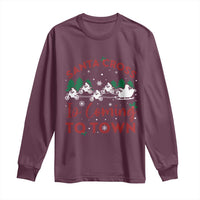 Funny Christmas Dirt Bike Long Sleeve Shirt Santa Cross Is Coming To Town Motorcross