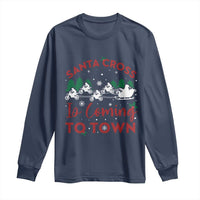 Funny Christmas Dirt Bike Long Sleeve Shirt Santa Cross Is Coming To Town Motorcross