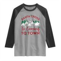Funny Christmas Dirt Bike Raglan Shirt Santa Cross Is Coming To Town Motorcross - Wonder Print Shop