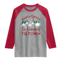 Funny Christmas Dirt Bike Raglan Shirt Santa Cross Is Coming To Town Motorcross - Wonder Print Shop