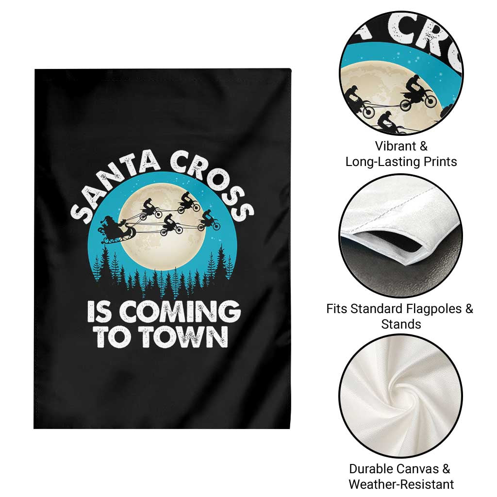 Funny Christmas Motocross Garden Flag Santa Cross Is Coming To Town Sport - Wonder Print Shop
