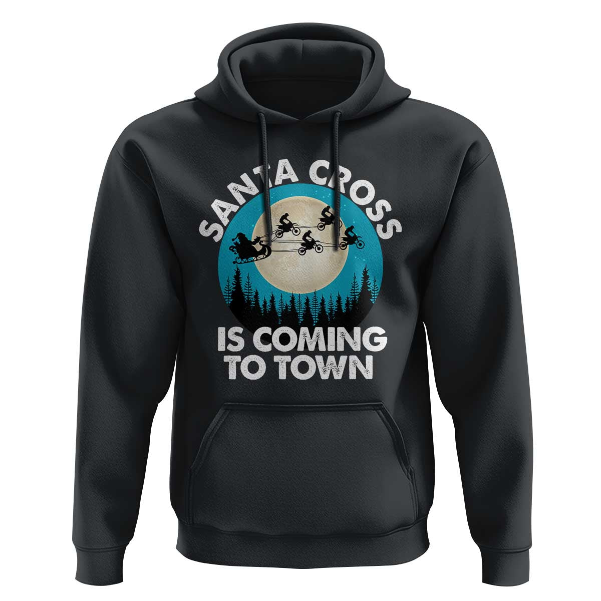 Funny Christmas Motocross Hoodie Santa Cross Is Coming To Town Sport