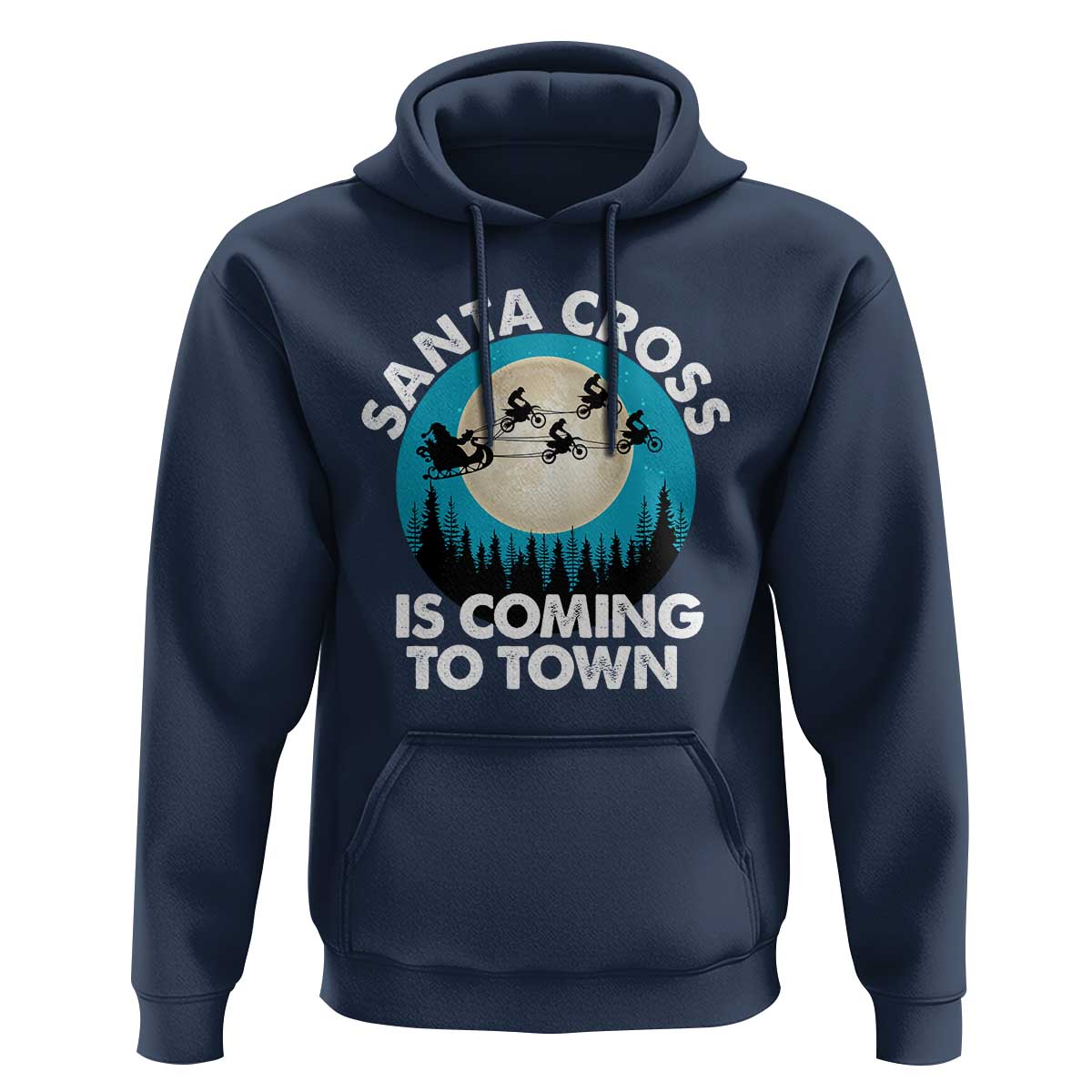 Funny Christmas Motocross Hoodie Santa Cross Is Coming To Town Sport