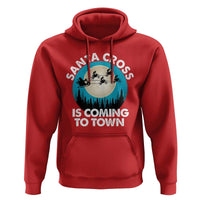Funny Christmas Motocross Hoodie Santa Cross Is Coming To Town Sport