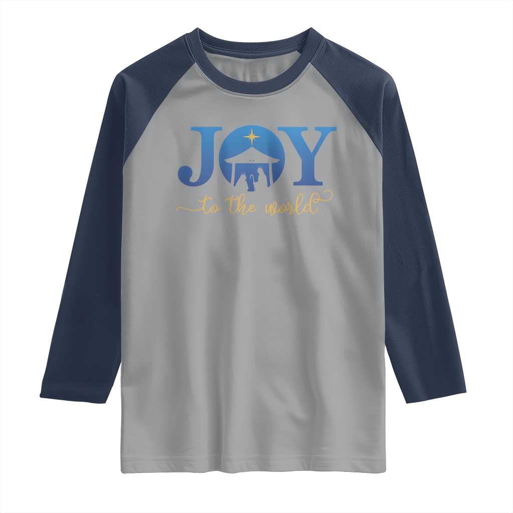 Joy To The World Raglan Shirt Christian Christmas Nativity Scene Star Of Bethlehem - Wonder Print Shop