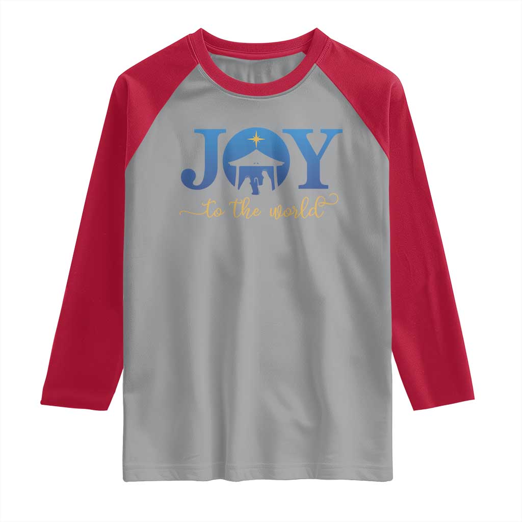 Joy To The World Raglan Shirt Christian Christmas Nativity Scene Star Of Bethlehem - Wonder Print Shop