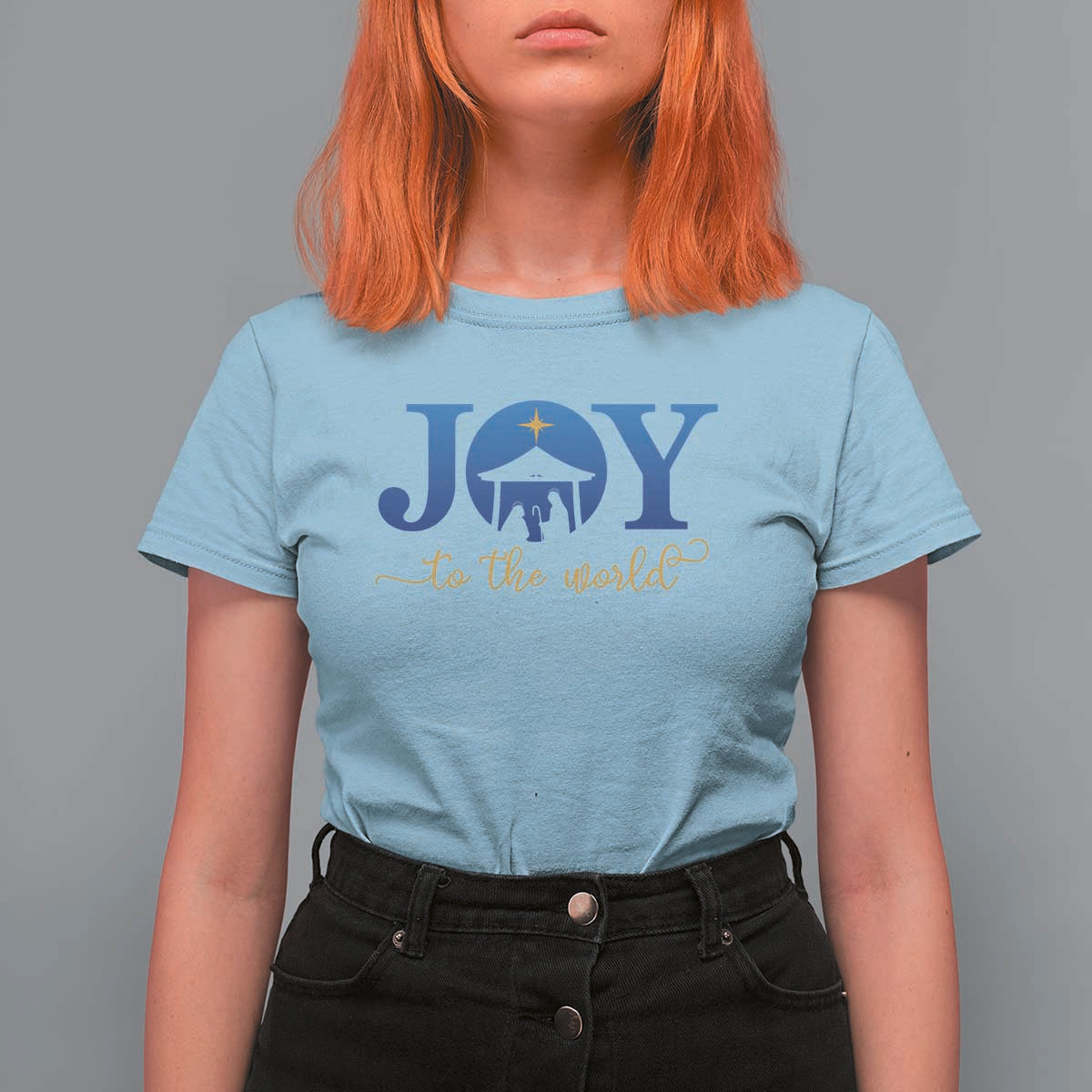 Joy To The World T Shirt For Women Christian Christmas Nativity Scene Star Of Bethlehem - Wonder Print Shop