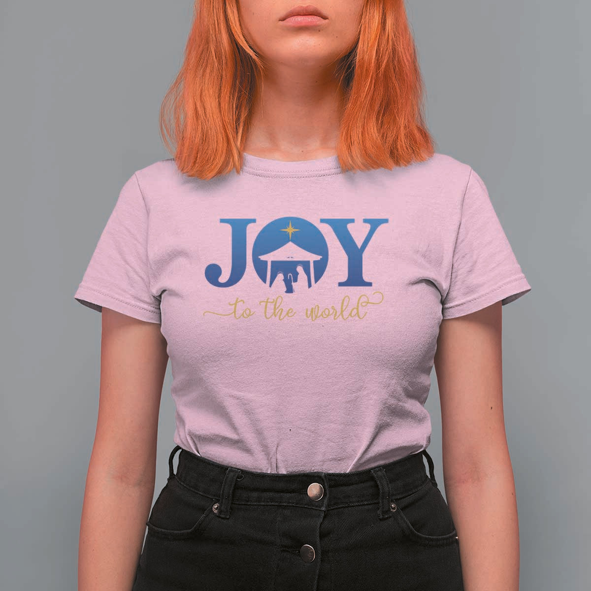 Joy To The World T Shirt For Women Christian Christmas Nativity Scene Star Of Bethlehem - Wonder Print Shop