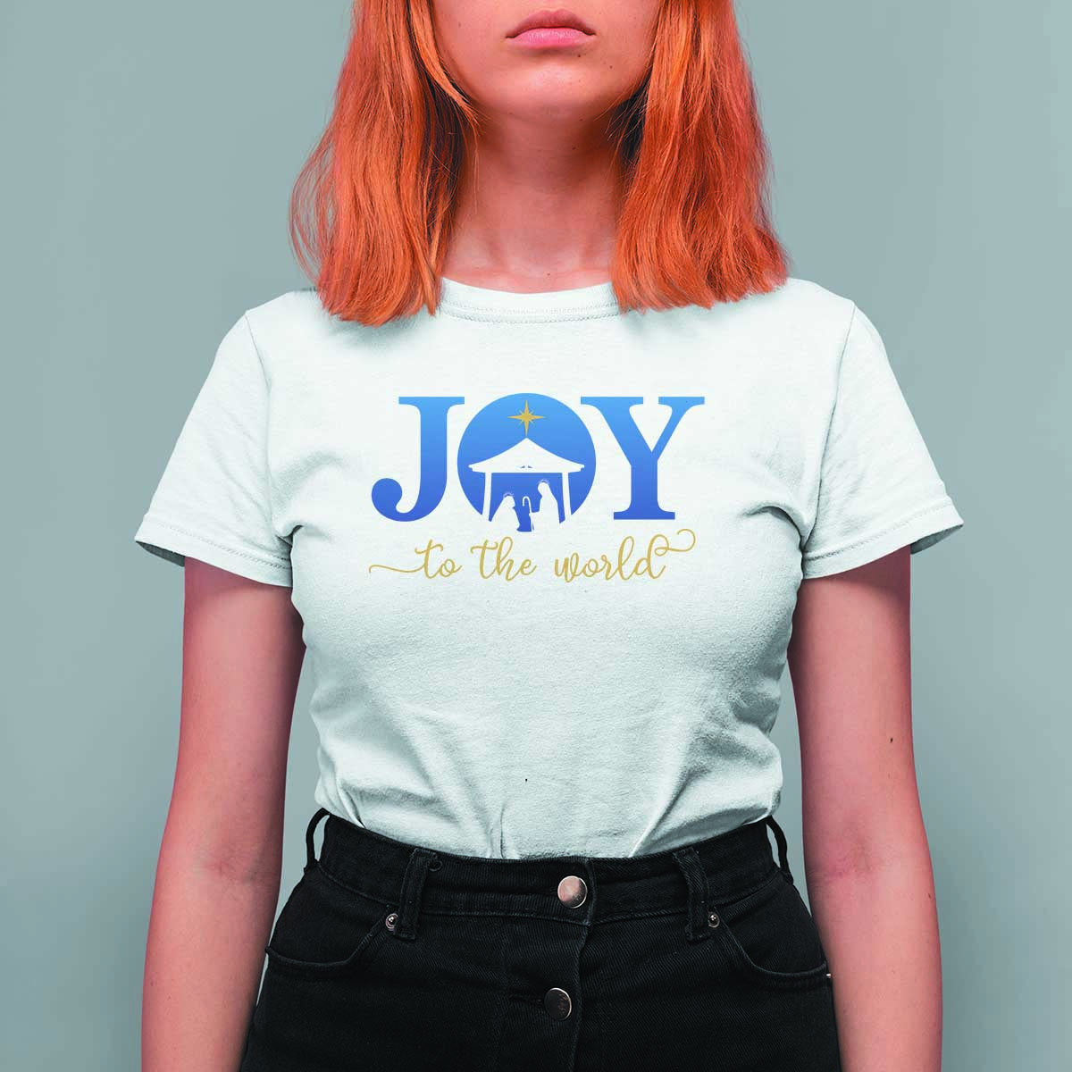 Joy To The World T Shirt For Women Christian Christmas Nativity Scene Star Of Bethlehem - Wonder Print Shop