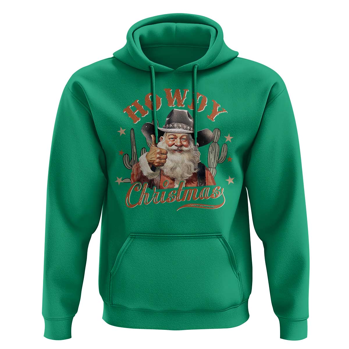 Funny Western Xmas Hoodie Howdy Christmas Retro Cowboy Santa Country