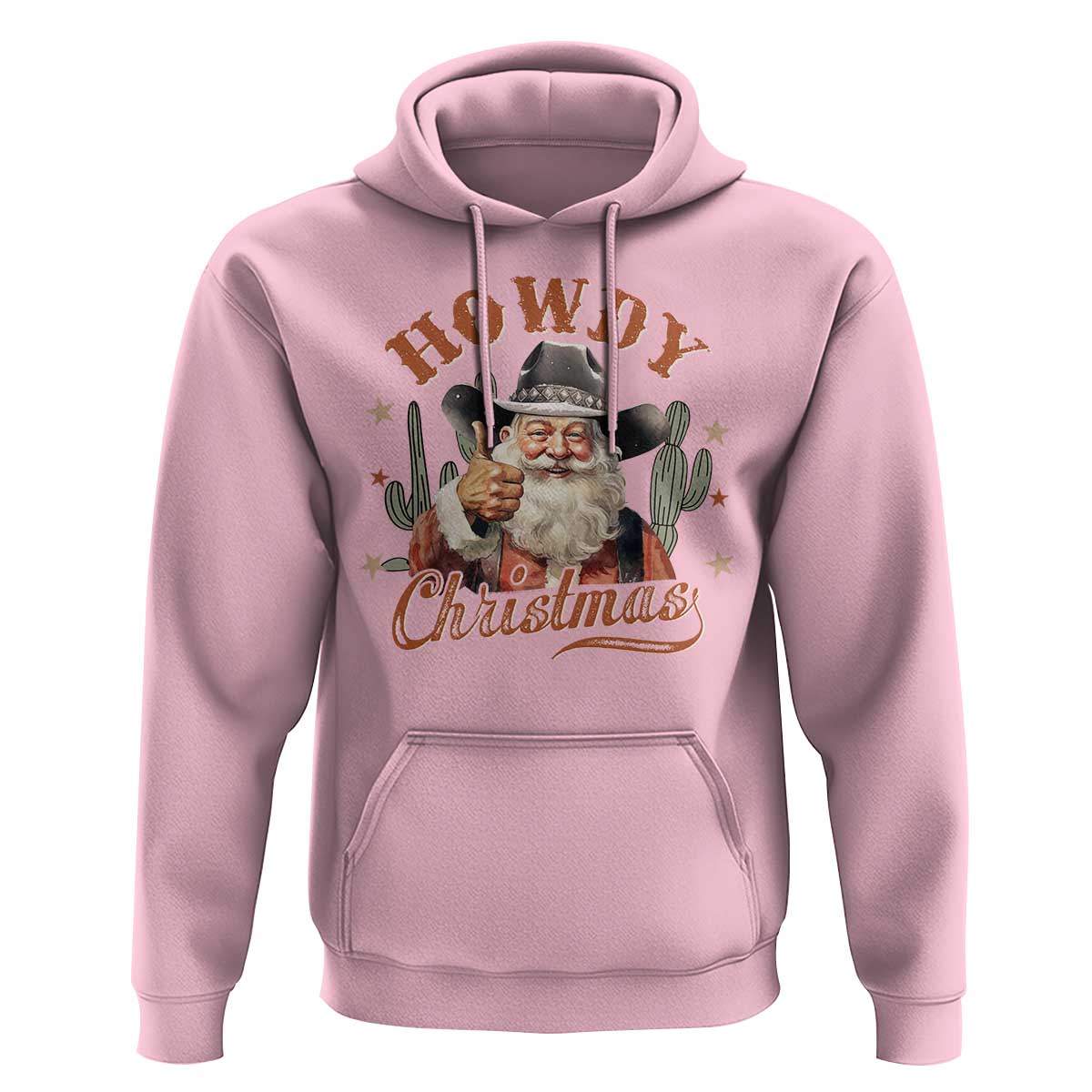 Funny Western Xmas Hoodie Howdy Christmas Retro Cowboy Santa Country