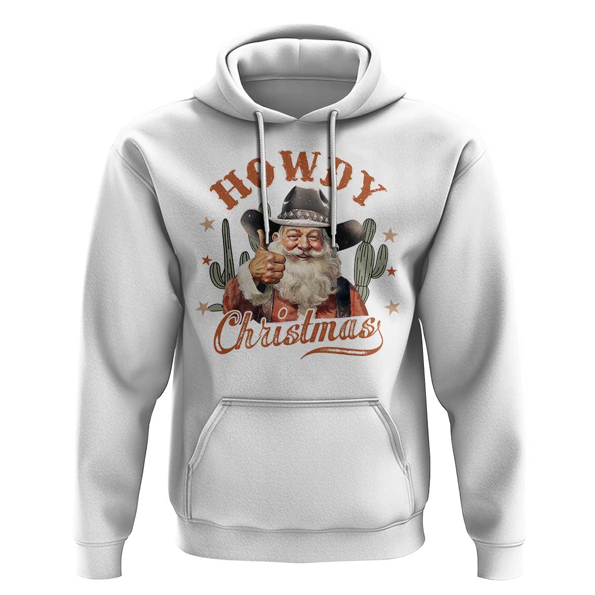 Funny Western Xmas Hoodie Howdy Christmas Retro Cowboy Santa Country
