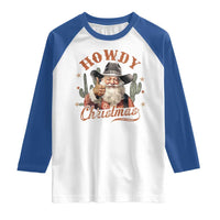 Funny Western Xmas Raglan Shirt Howdy Christmas Retro Cowboy Santa Country