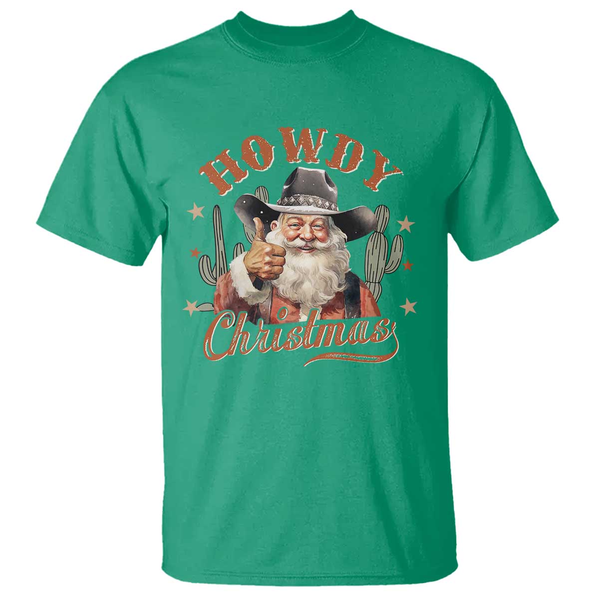 Funny Western Xmas T Shirt Howdy Christmas Retro Cowboy Santa Country - Wonder Print Shop