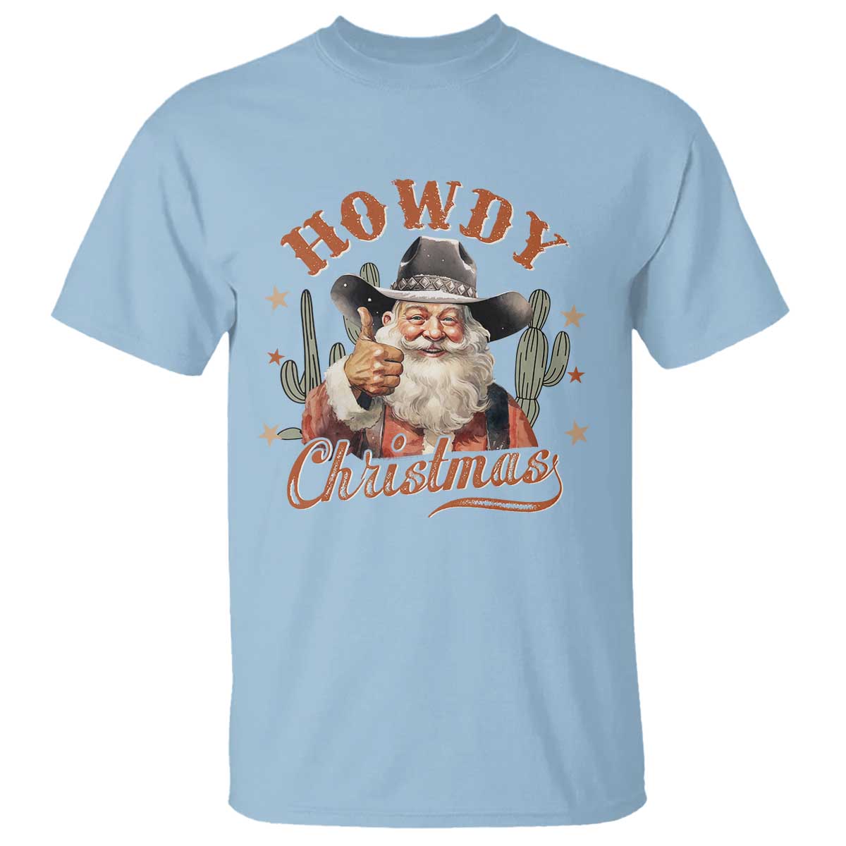 Funny Western Xmas T Shirt Howdy Christmas Retro Cowboy Santa Country - Wonder Print Shop