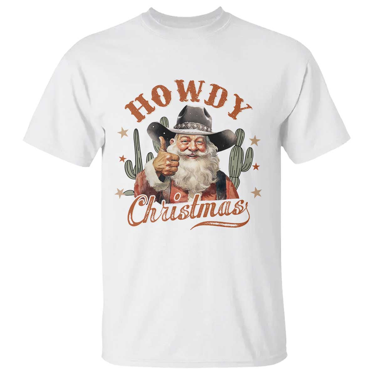 Funny Western Xmas T Shirt Howdy Christmas Retro Cowboy Santa Country - Wonder Print Shop
