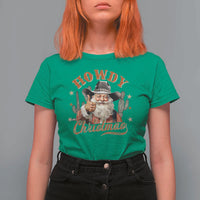 Funny Western Xmas T Shirt For Women Howdy Christmas Retro Cowboy Santa Country - Wonder Print Shop